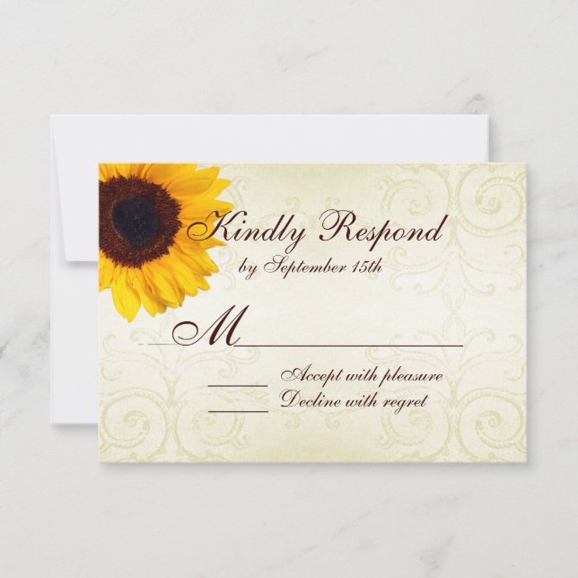 Rustic Land Sunblommor Swirls Bröllop OSA Card (Framsida)