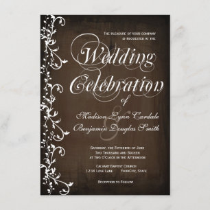 Rustic Land Swirls Brown Wedding bjudits in Inbjudningar