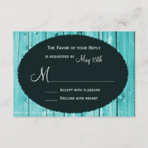 Rustic Land Teal Barn Wood Bröllop OSA Card Kort