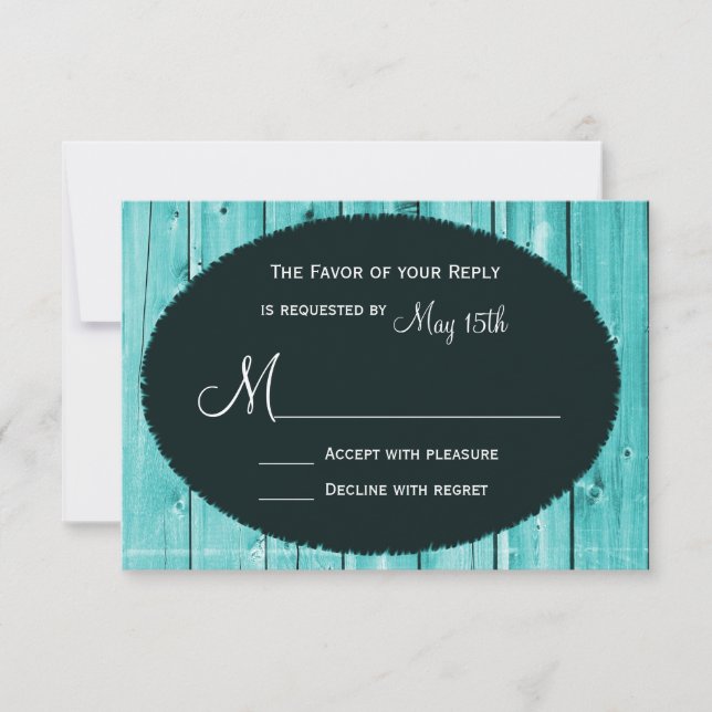 Rustic Land Teal Barn Wood Bröllop OSA Card Kort (Framsida)