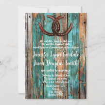 Rustic Land Teal Barn Wood Horseshoe Bröllop