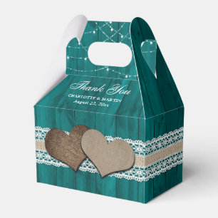 Rustic Land Teal Bröllop Tack Presentaskar