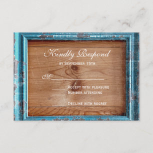 Rustic Land Teal Ram Wood Bröllop OSA Card Kort