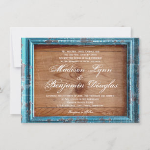 Rustic Land Teal Ram Wood bröllopsinbjudningar Inbjudningar