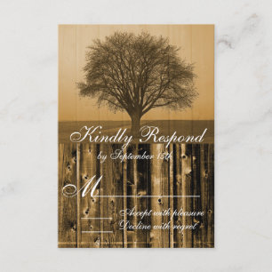 Rustic Land Träd Barn Wood Bröllop OSA Card Kort