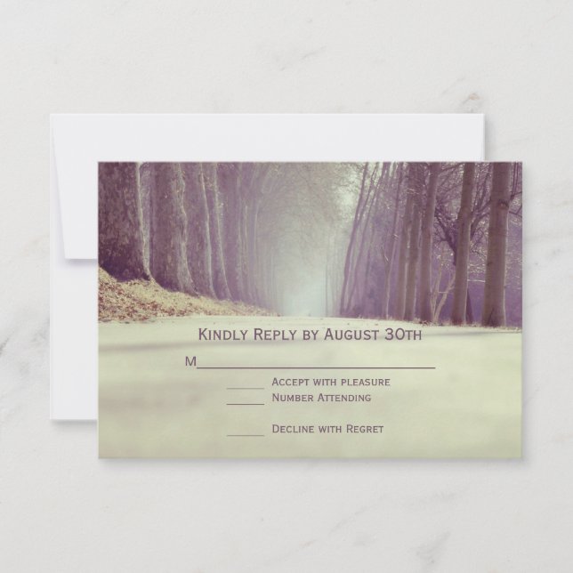 Rustic Land Träd Fall Wedding OSA kort (Framsida)