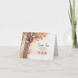 Rustic Land Träd Heart Fall Wedding Tack Kort