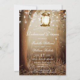 Rustic Land Träd String Ljus Rehearsal Dinner Inbjudningar