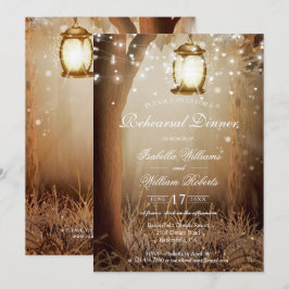 Rustic Land Träd String Ljus Rehearsal Dinner Inbjudningar
