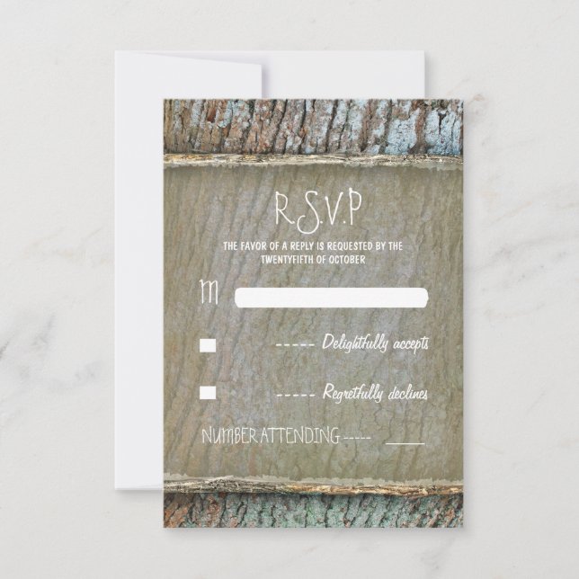 Rustic land träd-träkort för bröllop OSA Kort (Framsida)