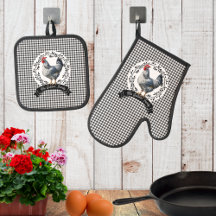 Rustic Land Tupp Chicken BW Gingham Checks