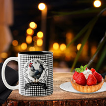 Rustic Land Tupp Chicken BW Gingham Checks