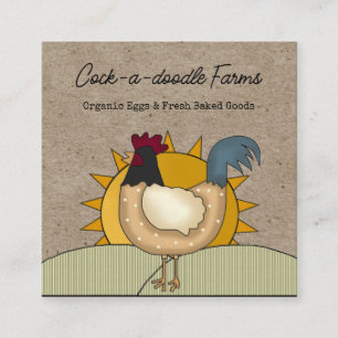 Rustic Land Tupp Chicken Farm Fresh Eggs Fyrkantigt Visitkort