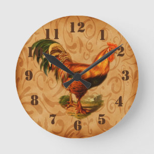 Rustic Land Tupp Ornate Kitchen Rund Klocka