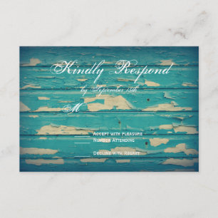 Rustic Land Turquise Wood Bröllop OSA Card Kort