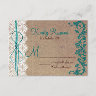 Rustic Land Vintage Brown Teal Bröllop OSA Kort
