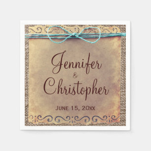 Rustic Land Vintage Burlap Bröllop Napkin Pappersservett