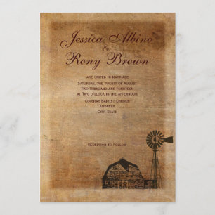 Rustic Land Vintage Canvas Barn Kvarn Inbjudningar