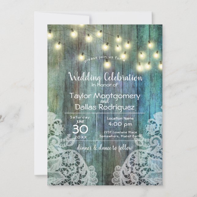 Rustic Land | Vintage Wood | Brun Inbjudningar (Framsida)