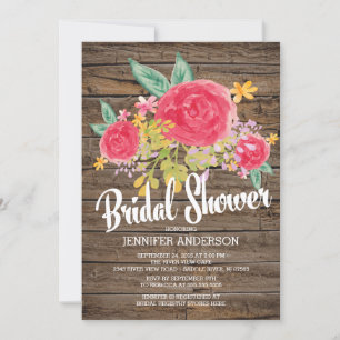 Rustic Land Watercolor Flowers Möhippa Inbjudningar