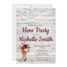 Rustic Land Western Boot Vintage Hens Party