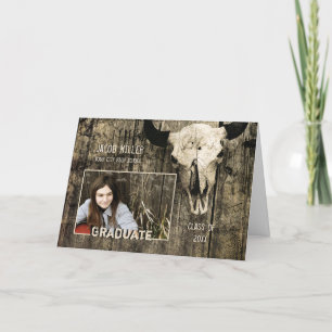 Rustic Land Western Bull Cow Skull Studenten Meddelande
