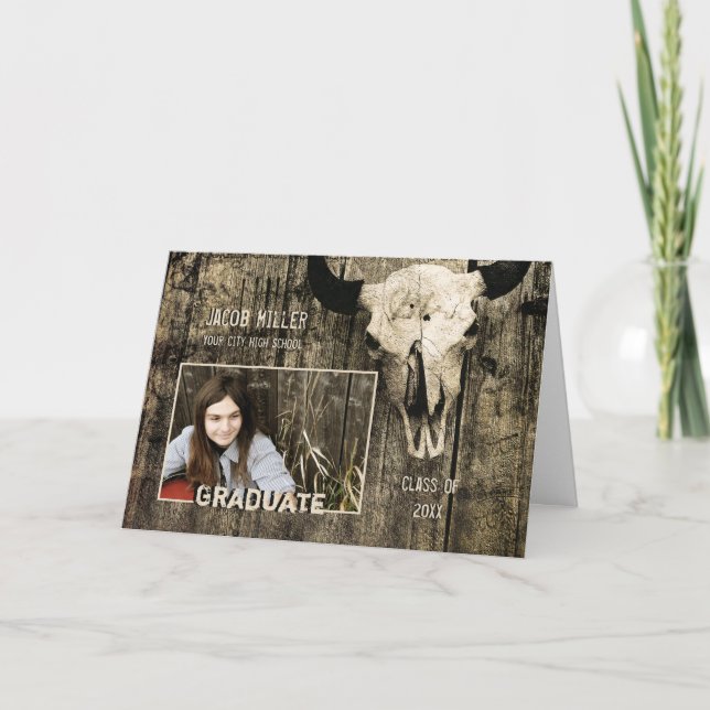 Rustic Land Western Bull Cow Skull Studenten Meddelande (Framsida)