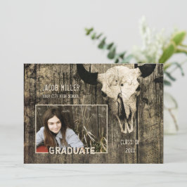 Rustic Land Western Bull Cow Skull Studenten Meddelande