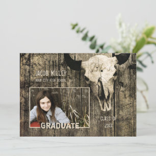 Rustic Land Western Bull Cow Skull Studenten Meddelande