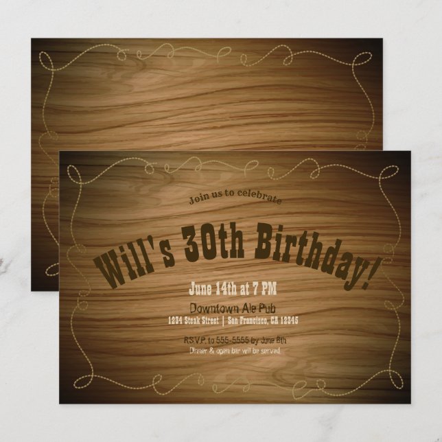 Rustic Land Western CowboyFödelsedagsfest Inbjudningar (Fram/baksida)