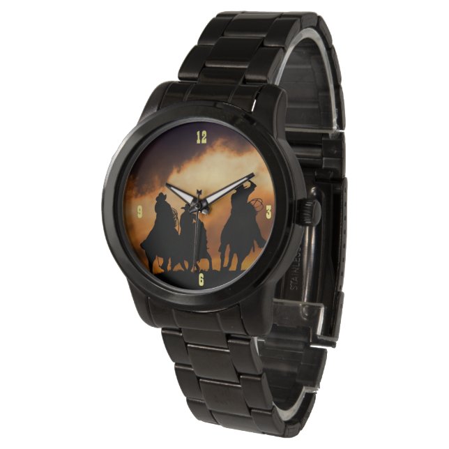 Rustic Land Western Cowboys Roping Armbandsur (Vinklad)
