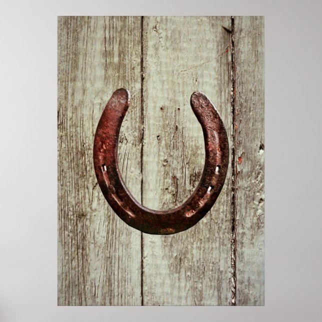 Rustic Land Western Horseshoe Barn Wood Poster (Framsidan)