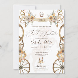 Rustic Land Western Solrosboho Sweet 16 Inbjudningar