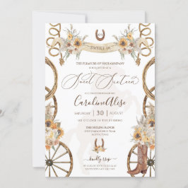 Rustic Land Western Solrosboho Sweet 16 Inbjudningar