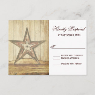 Rustic Land Western Wood Star Bröllop OSA Card Kort