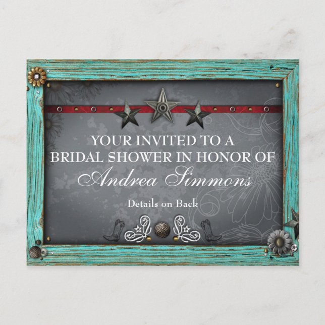 Rustic Land Westerna Möhippan Inbjudan Vykort (Framsida)