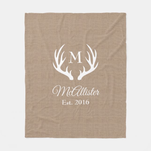 Rustic Land White Hjort Antlers | PERSONLIG Fleecefilt (Framsidan)