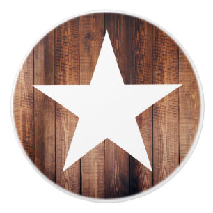 Rustic Land White Star & Wood Planks Knopp