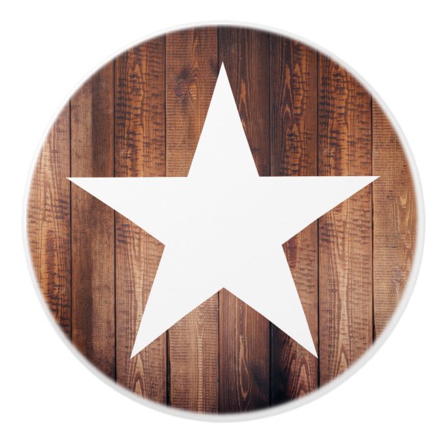 Rustic Land White Star & Wood Planks Knopp (Framsidan)