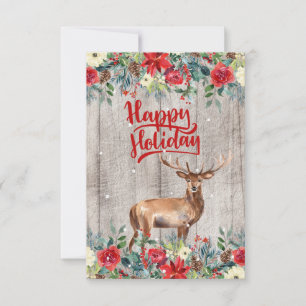 Rustic Land Winter Blommigt Wood Lycklig Helgdag Kort