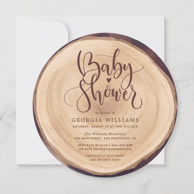 Rustic Land Wood Baby Shower Inbjudningar (Framsida)
