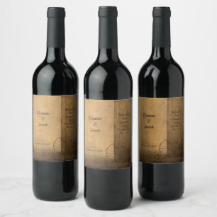 Rustic Land Wood Barn Vintage Westernare Bröllop Vinflaska Etikett