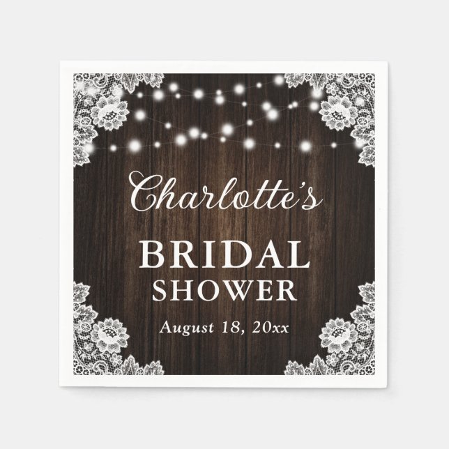 Rustic Land Wood Blommigt Snöre Möhippa Pappersservett (Framsidan)