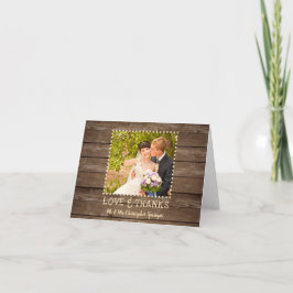 Rustic Land Wood Bröllop Photo Tack Kort