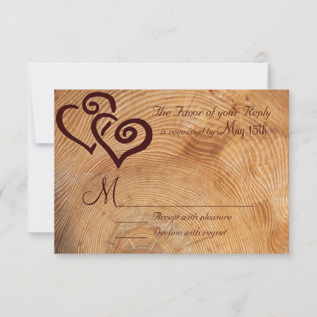 Rustic Land Wood Dubbla Hearts Bröllop OSA (Framsida)