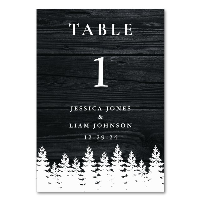 Rustic Land Wood Fall Autumn Winter Wedding Bordsnummer (Framsidan)