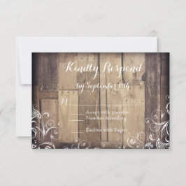 Rustic Land Wood Flourish Bröllop OSA Card Kort