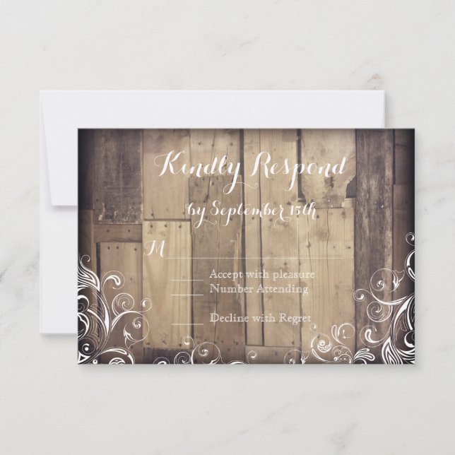 Rustic Land Wood Flourish Bröllop OSA Card Kort (Framsida)