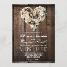Rustic Land Wood Flower Heart Bröllopsinbjudningar