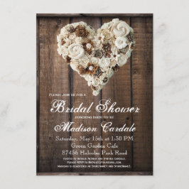 Rustic Land Wood Flower Heart Möhippa Inbjudningar